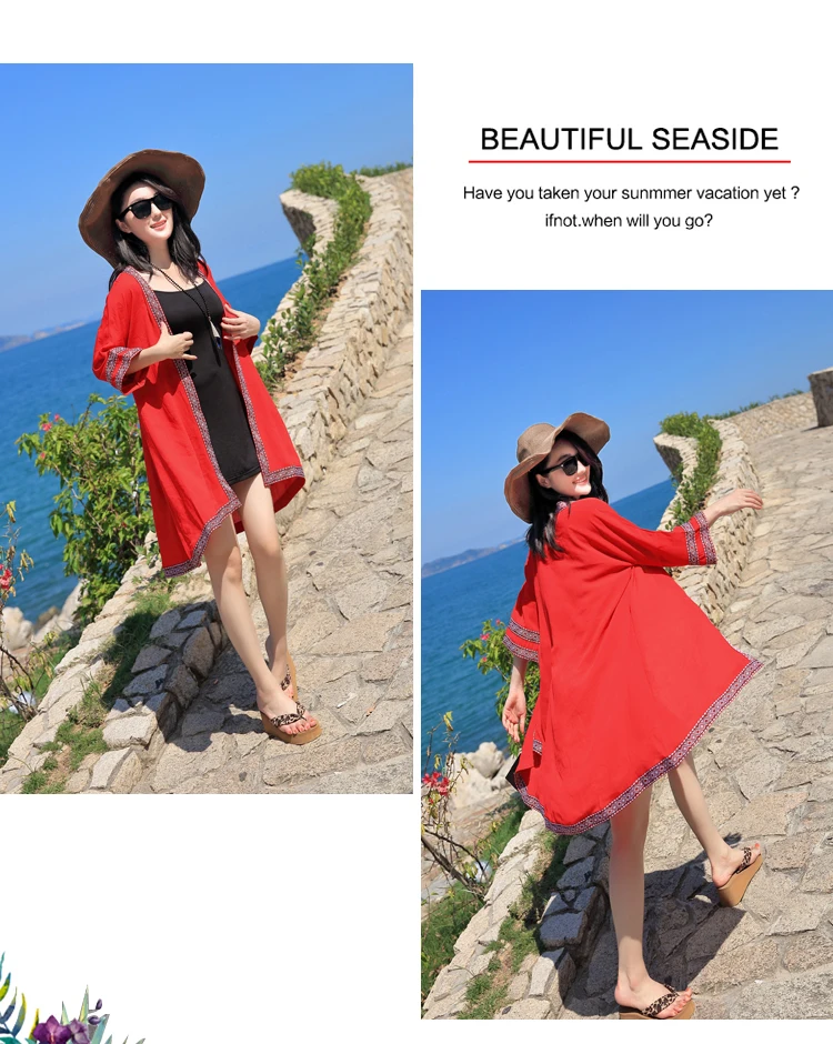 2018 пляжное праздничное шифоновое пальто средней длины с вышивкой летний