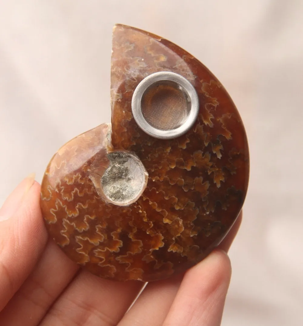 

2.44" Free Shipping! NATURAL ammonite RAINBOW FOSSIL Smoking Pipe for tobacco