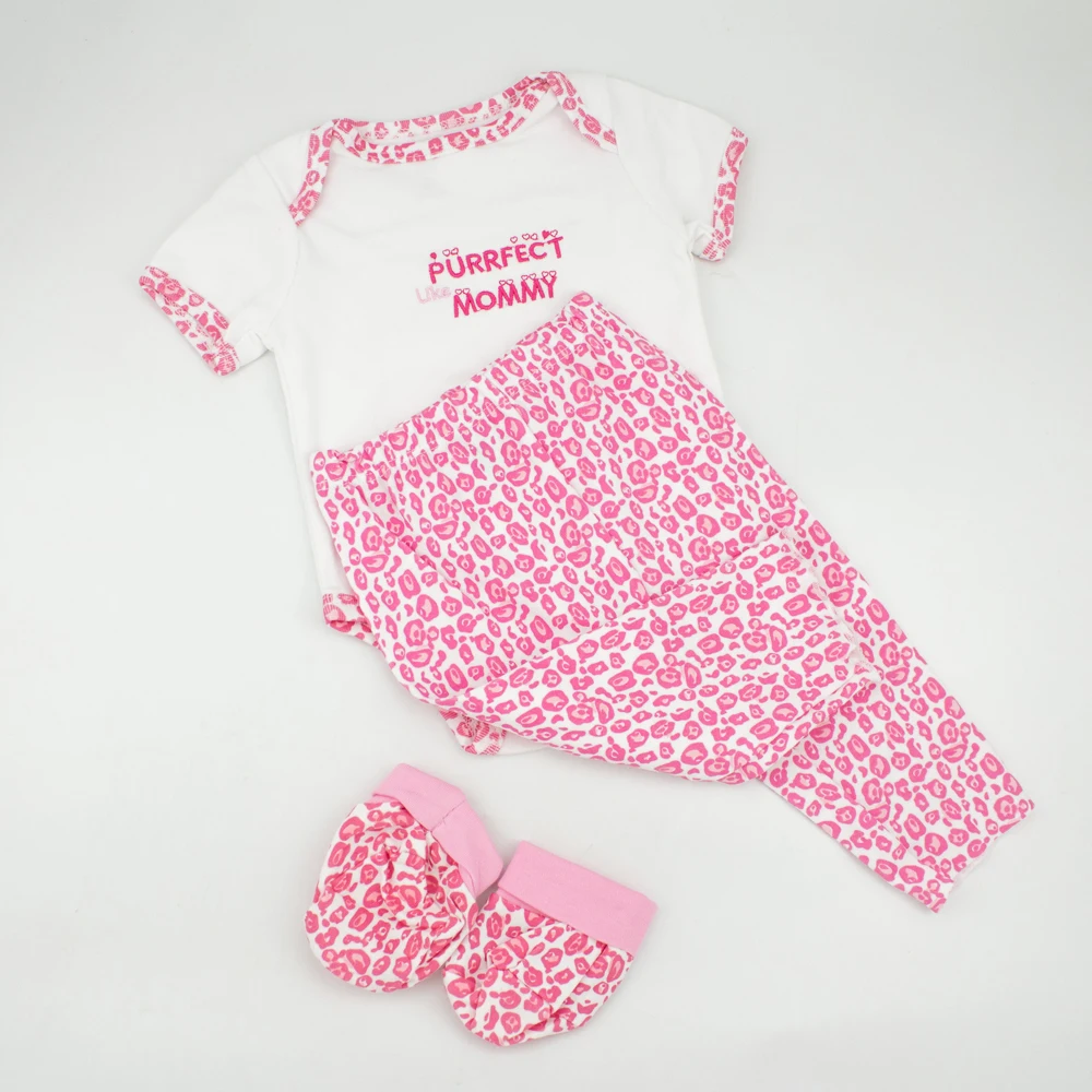 Одежда для кукол 22 дюйма Reborn Baby Doll белые розовые штаны с коротким рукавом милая