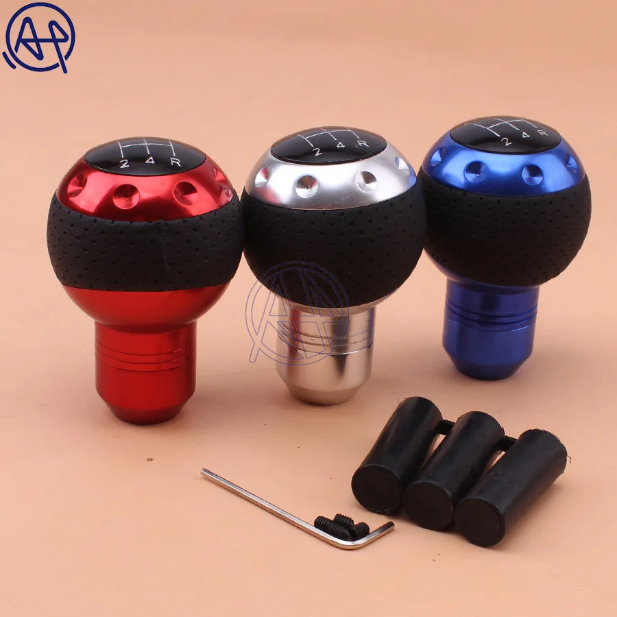 

Red/Blue/Silver Car-styling Car Metal Gear Knob Handle 5 Speeds Gear Shift Knob Manual Shifter Shift Lever Knob Handbrake Cover