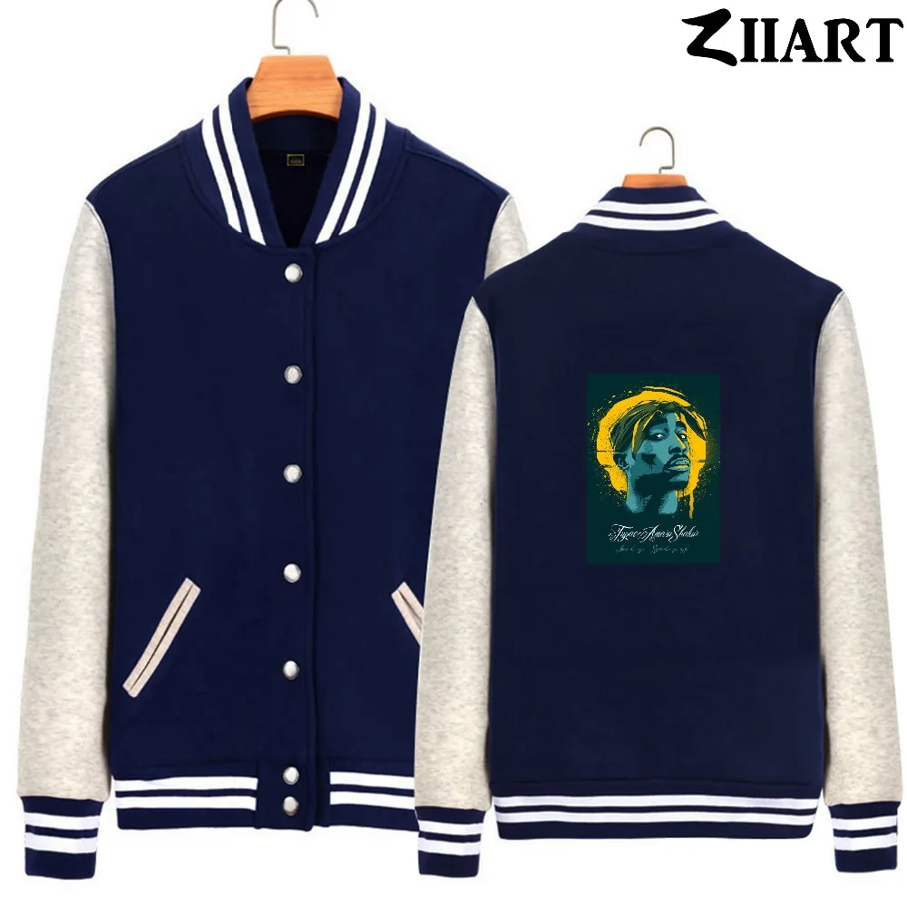 Флисовые бейсбольные куртки ZIIART для мужчин и мальчиков 2Pac Makaveli Tupac Amaru Shakur от 16