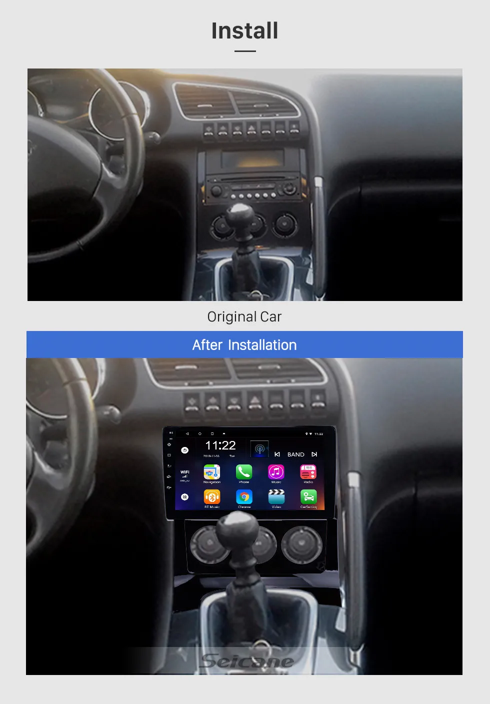 Seicane Автомагнитола для 2009-2012 peugeot 3008 Tochscreen 9 дюймов Android 8,1 2din Bluetooth gps стерео Мультимедийный Плеер головное устройство