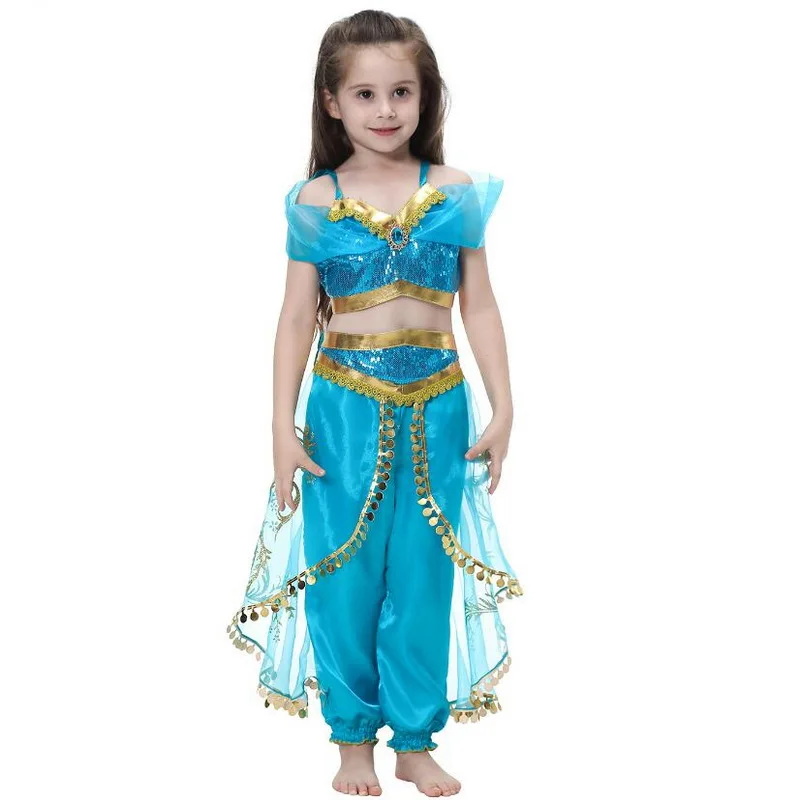 Детские костюмы принцессы жасмин для девочек детское праздничное платье танца