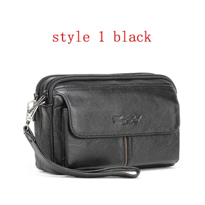 style 1 black Мужской клатч, кошелек, настоящий модный кожаный бумажник, Мужской органайзер, чехол для телефона, клатч, Длинный кошелек для монет и сумки - Цвет: style 1 black