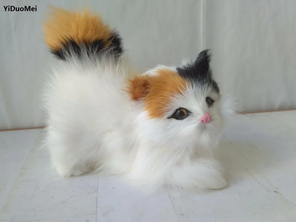 Модель кошки с цветной головкой звуки maiow, примерно 12x5x10 см, полиэтиленовые и пуховые фигурки ручной работы и миниатюрные декоративные игрушки a2450