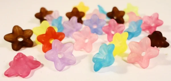 Цветочные бусины Lucite 10x5 мм разноцветные акриловые мелкие цветочные из смолы