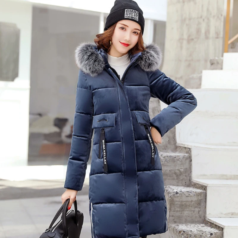 Новинка 2018 женская зимняя розовая парка длинный пуховик с мехом и капюшоном