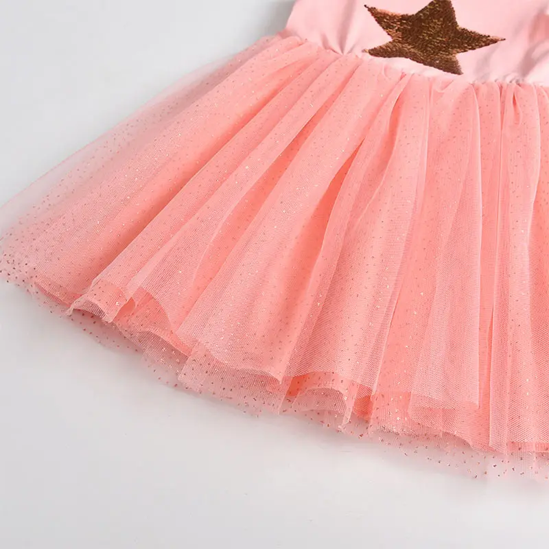 Платья для девочек Dxton летнее платье-пачка с блестящими рукавами и рисунком