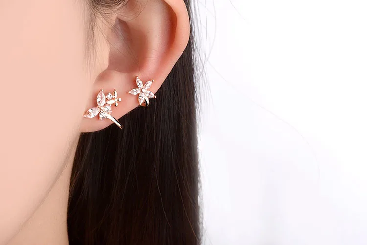 Женские серьги гвоздики из серебра 925 пробы с фианитами|silver stud earrings|sterling silver