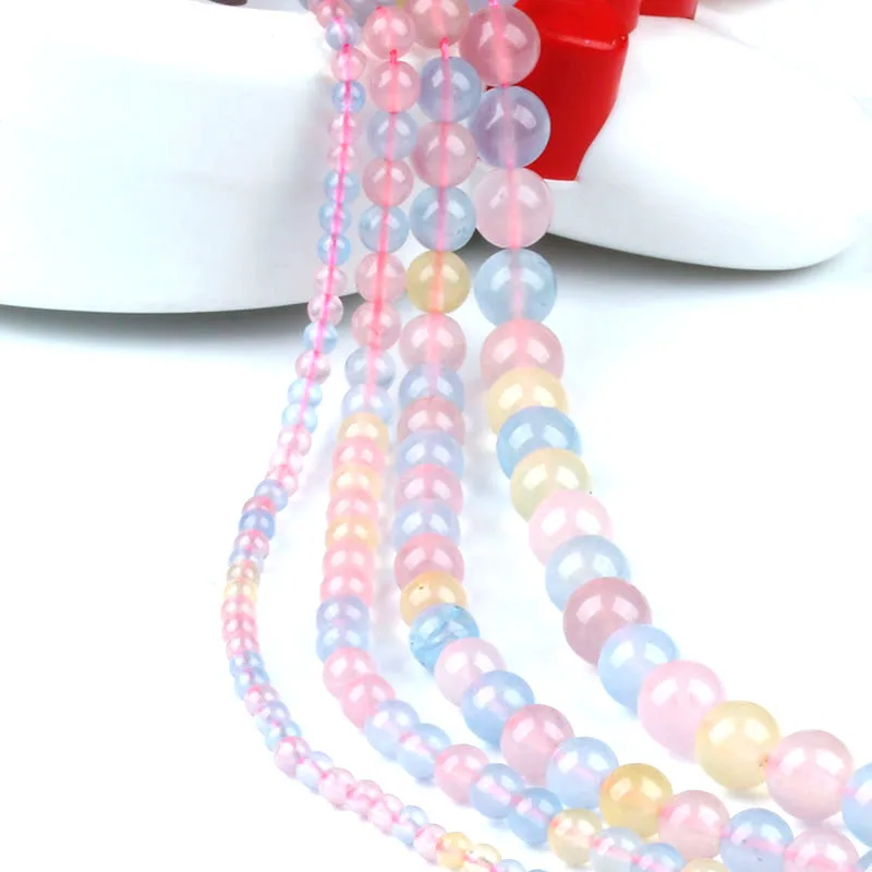 Природный Морган камень драгоценный 4681012 мм Круглый Loose бусы Fit Diy ювелирных