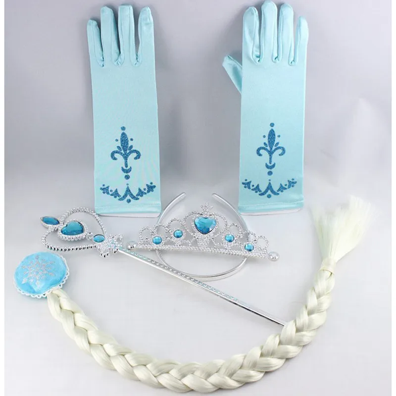 GSCH Elsa Dress +Accessories Sequins Baby Girl Snow Queen Anna Princess Kids Party Cosplay Costume Deguisement Robe | Детская одежда и