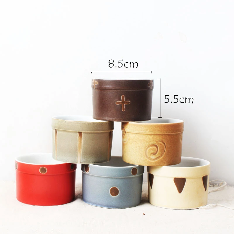 Набор из 6 японских цветочных горшков глазурованной керамики