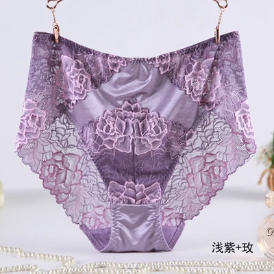 Ropa interior femenina, женские трусы, сексуальное нижнее белье размера плюс 7XL, роскошное кружевное цветочное Прозрачное нижнее белье, женские трусики - Цвет: light purple