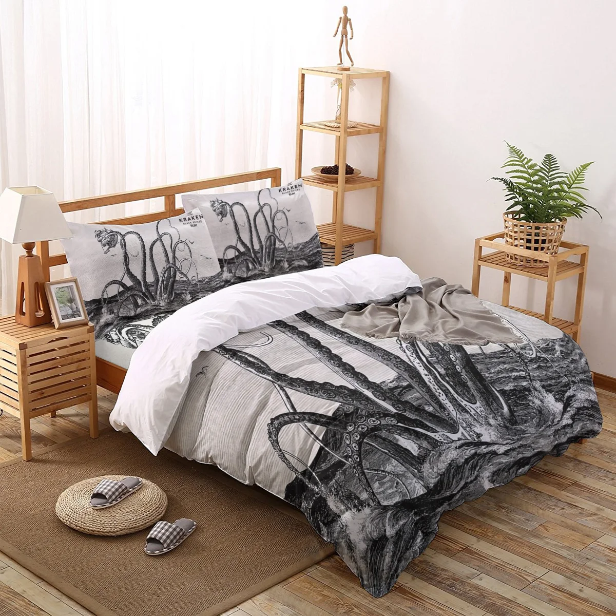 Комплект постельного белья с рисунком осьминога и рома |