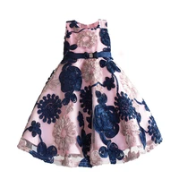 ribbon flowers kids dresses for girls princess pink lining clothes baby children costume for kids size 3 8t