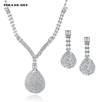 toucheart crystal water drop bridal jewelry sets for women silver necklace earring set rhinestone wedding jewelry sets set150054