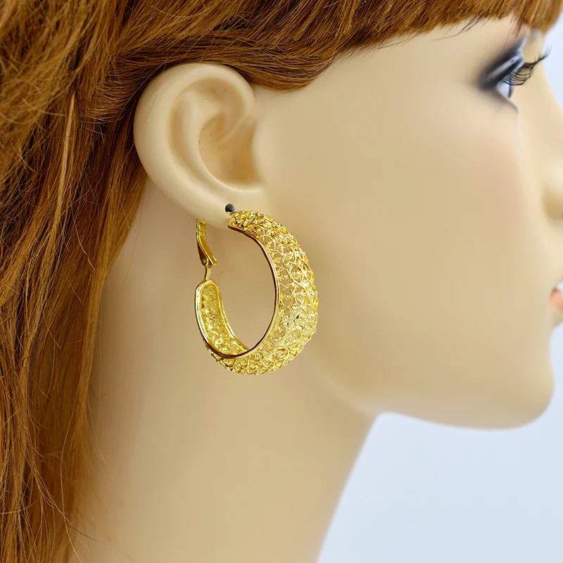 Классические большие круглые серьги-кольца Sunny Jewelry для женщин