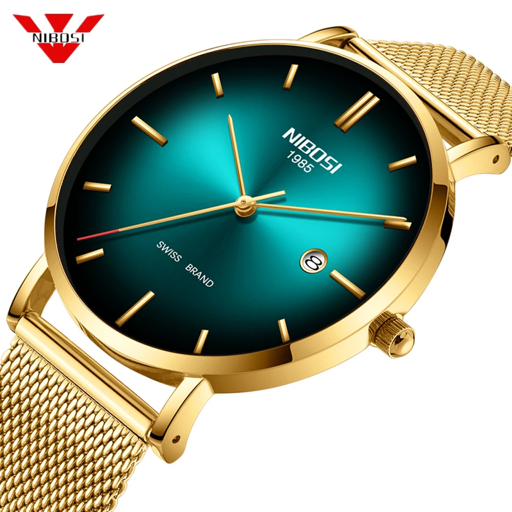 

reloj hombre 2019 NIBOSI Top Brand Luxury Men Watches Waterproof Ultra Thin Date Wrist Watch Male Mesh Strap Casual Quartz Clock