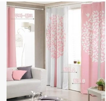 Современные оконные шторы с принтом дерева серые розовые светонепроницаемые