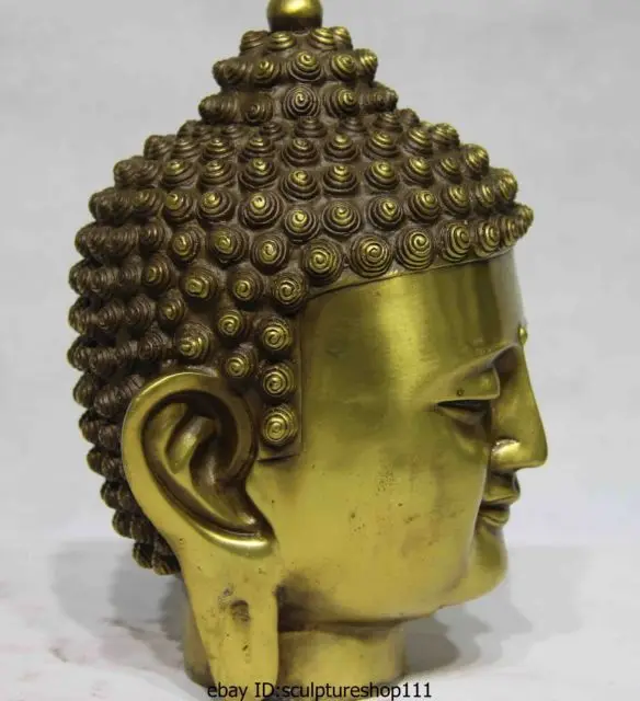 Редкий китайский буддистский храм медная латунь Tathagata Amitabha Rulai статуя головы
