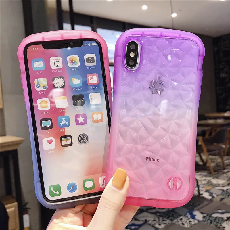 Прозрачный мягкий чехол из ТПУ с 3D бриллиантами для iPhone 7 8 Plus силиконовый защитой