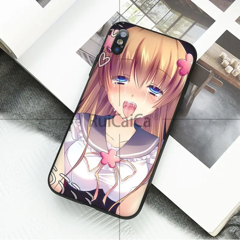 Ruicaica японская манга Ahegao девушка DIY печать рисунок чехол для телефона крышка оболочка для iPhone X XS MAX 6 6S 7 7plus 8 8Plus 5 5S XR