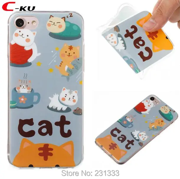Мягкий ТПУ чехол C-ku для Iphone 8 7 Plus I7 7plus 6 S I6 SE 5 5S милый 3D из резины с изображением