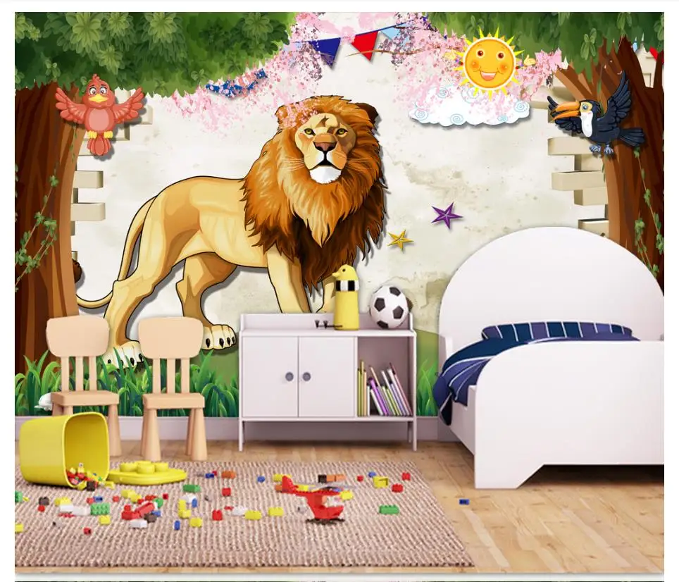 Пользовательские фото обои 3d фрески животные Королевство красивый лес детская