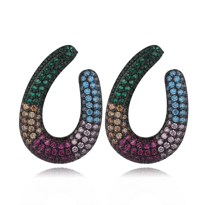 

Brazil hot sale color zircon geometric snake color sexy ladies jewelry earrings