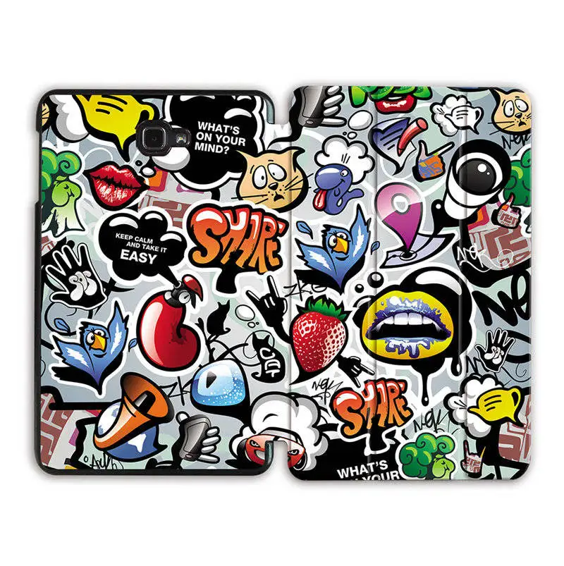 MTT мультяшный чехол с граффити для samsung Galaxy Tab A A6, 10,1 дюймов, SM-T580, T585, тонкий откидной Чехол из искусственной кожи с подставкой, чехол для планшета - Цвет: SS03
