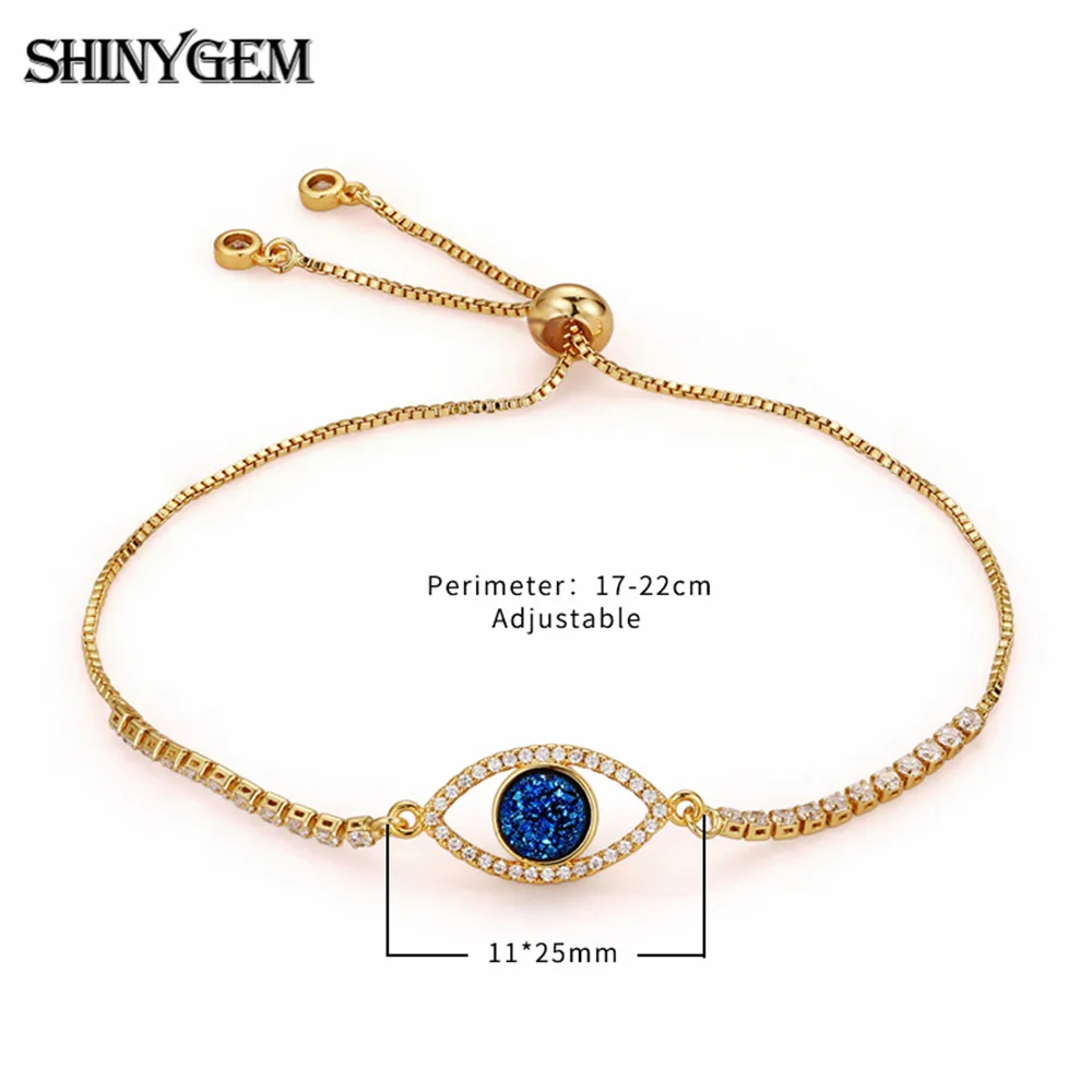 ShinyGem браслеты с кристаллами сглаза нежные инкрустированные Цирконом 24K