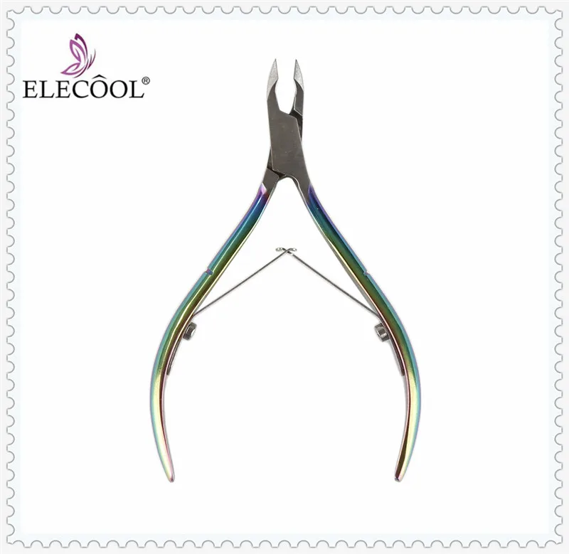 ELECOOL ногтей ножницы для кутикулы Rainbow Нержавеющая сталь клиппер удаляет мертвую