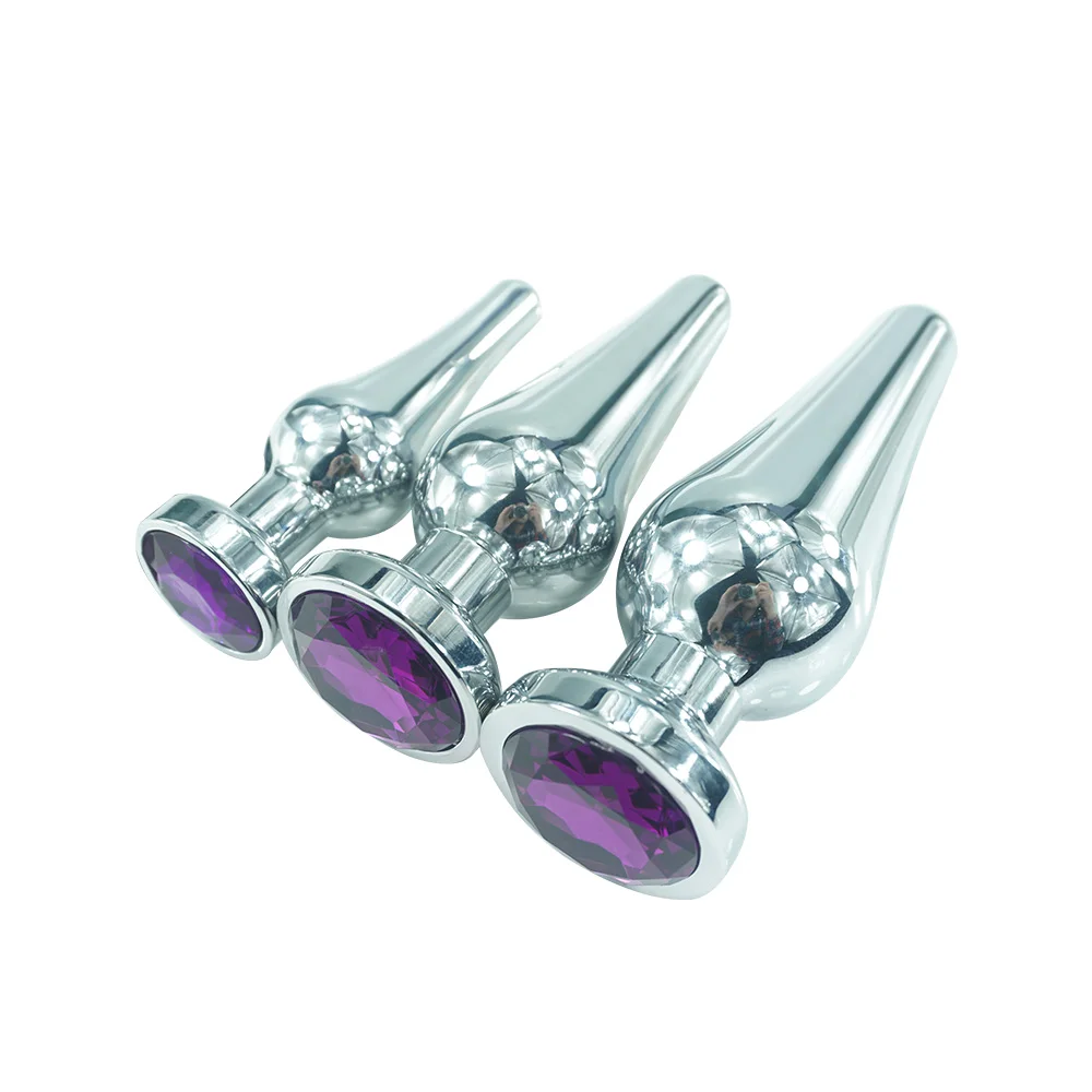 Dia 39mm length 118mm medium metal anal butt plug with jewel beads dildo vagina tightening sex toys for men and women | Красота и
