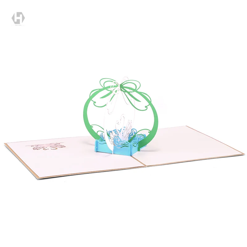 Сердце Луна Лебедь карты Крафт лазер 3D резки бумаги всплывающие с конвертом