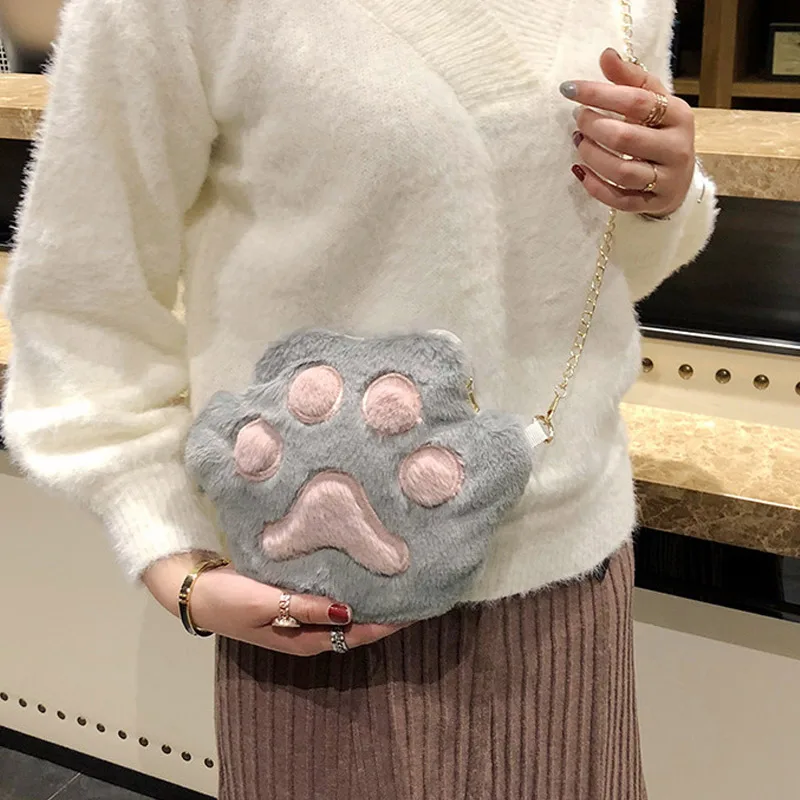 Новинка 2021 Женская Студенческая сумка через плечо милая плюшевая с кошачьей