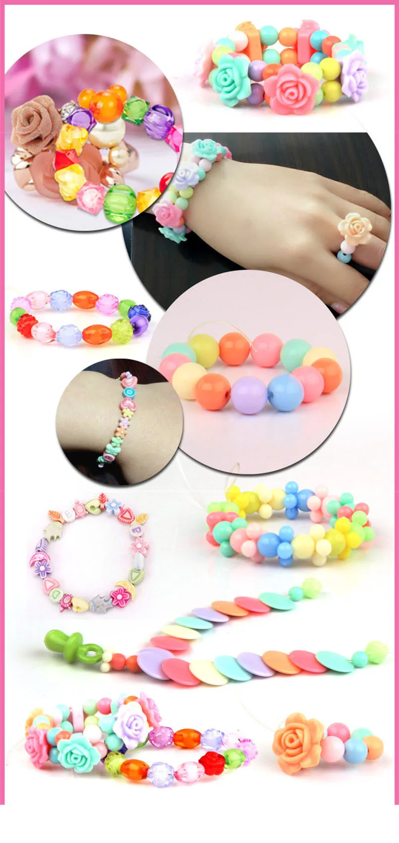 300 шт Красочные акриловые бусины DIY игрушки для девочек головоломки набор ювелирные ожерелья ручной работы браслет из бисера Amblyopia обучение детей