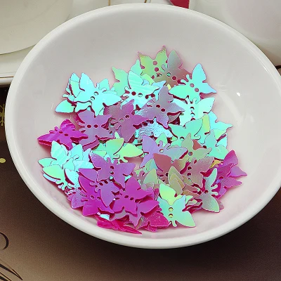 1000pcs Loose Butterfly Sequins 12*17mm PVC Sequin Flat Paillette Decoration With 2 Holes Rose Red AB Confetti | Дом и сад