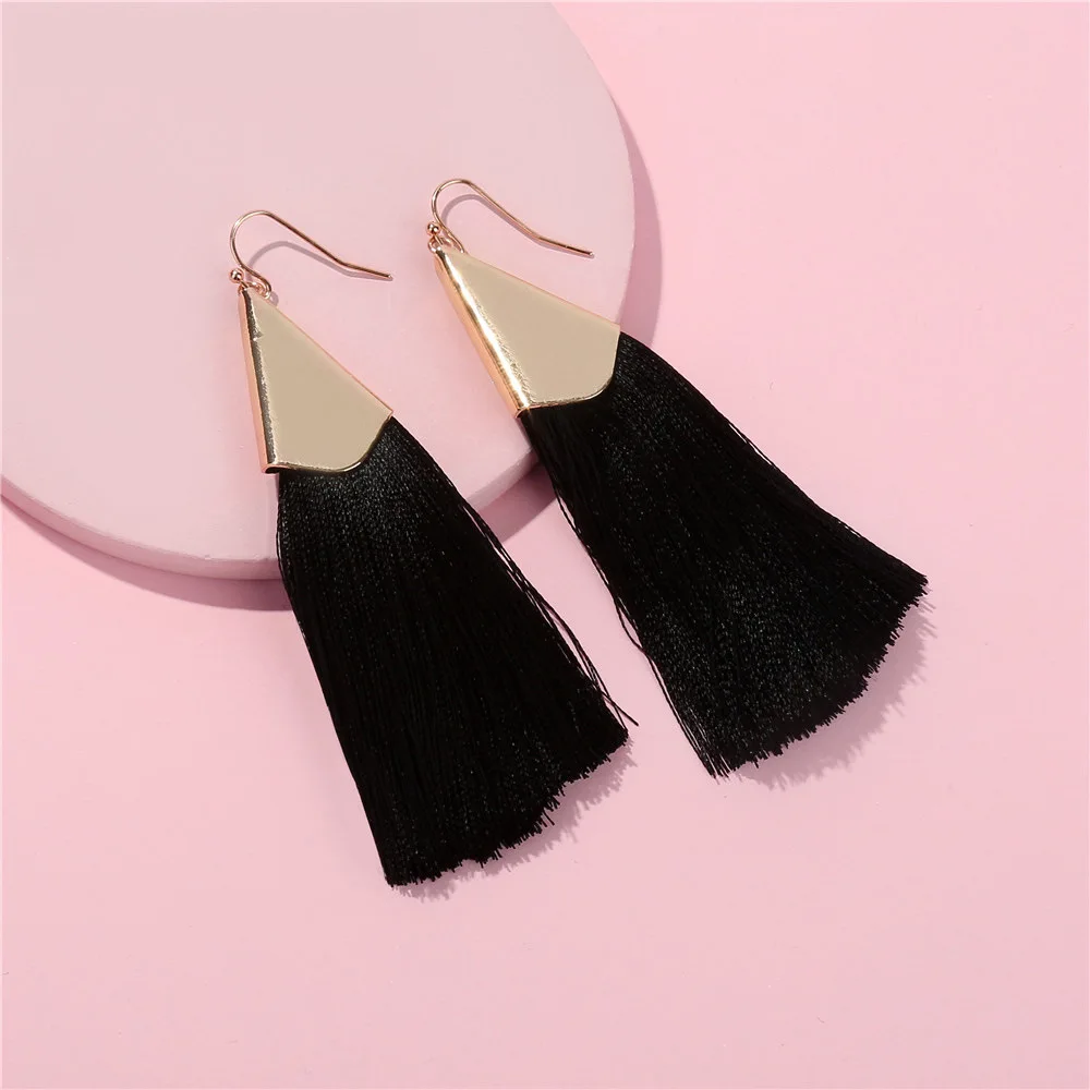 Fashion Jewelry Boho Tassel Earrings Women 2018 Brightness Gold Color Alloy Wide Fringed Drop Brincos oorbellen aretes | Украшения и