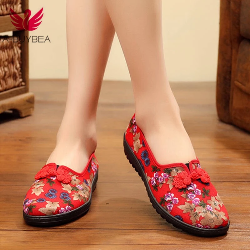 Женская обувь на плоской подошве в китайском стиле ретро повседневные Лоферы без
