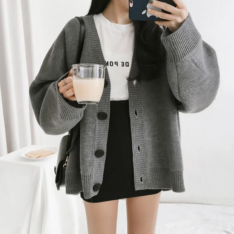 Инопланетянин Китти Simplee винтажный Кардиган Осенний свитер женский V-Ncek длинный