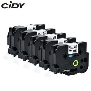 Совместимая сенсорная ламинированная лента CIDY 5 шт. tze 251 tz251 tze251, 24 мм, черно-белая строгая лента для принтеров brother