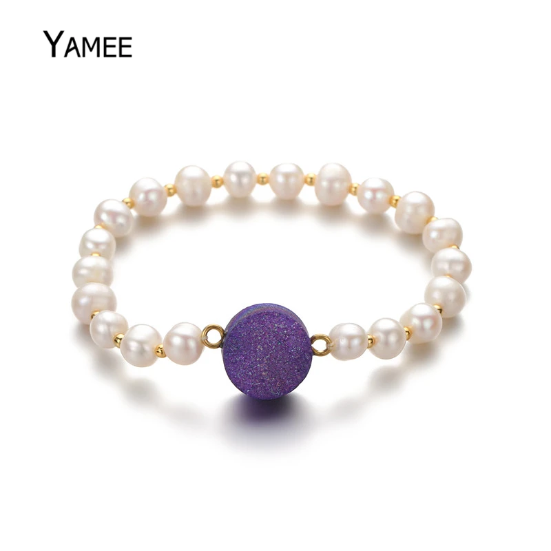 Уникальные круглые браслеты из натурального пресноводного белого жемчуга