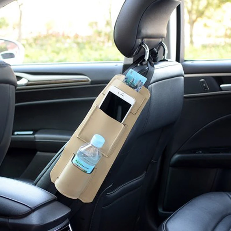 Кожаная сумка для хранения на сиденье автомобиля универсальный органайзер воды