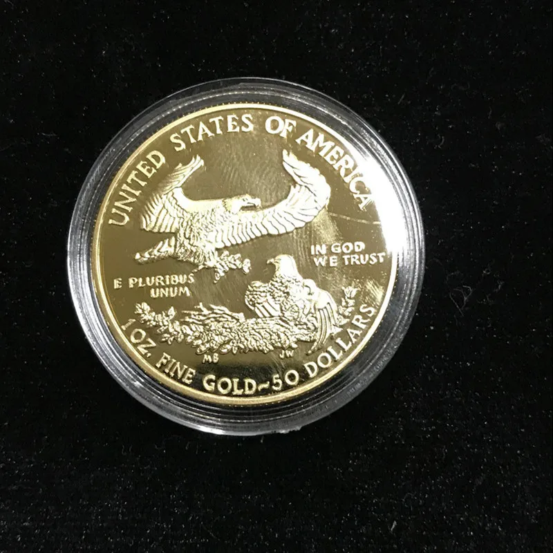 

5 Pcs Non magnetic Freedom 2018 2016 Liberty souvenir badge 24K gold plated USA eagle 32.6 mm drop shpping acceptable coin