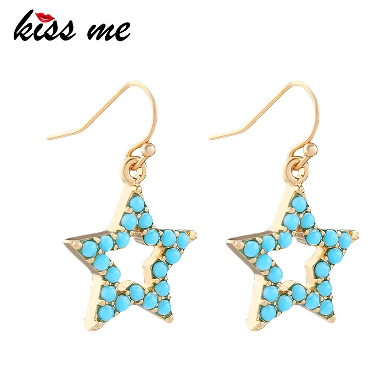 Женские серьги с пентаграммой KISS ME милые модные вечерние из цинкового сплава