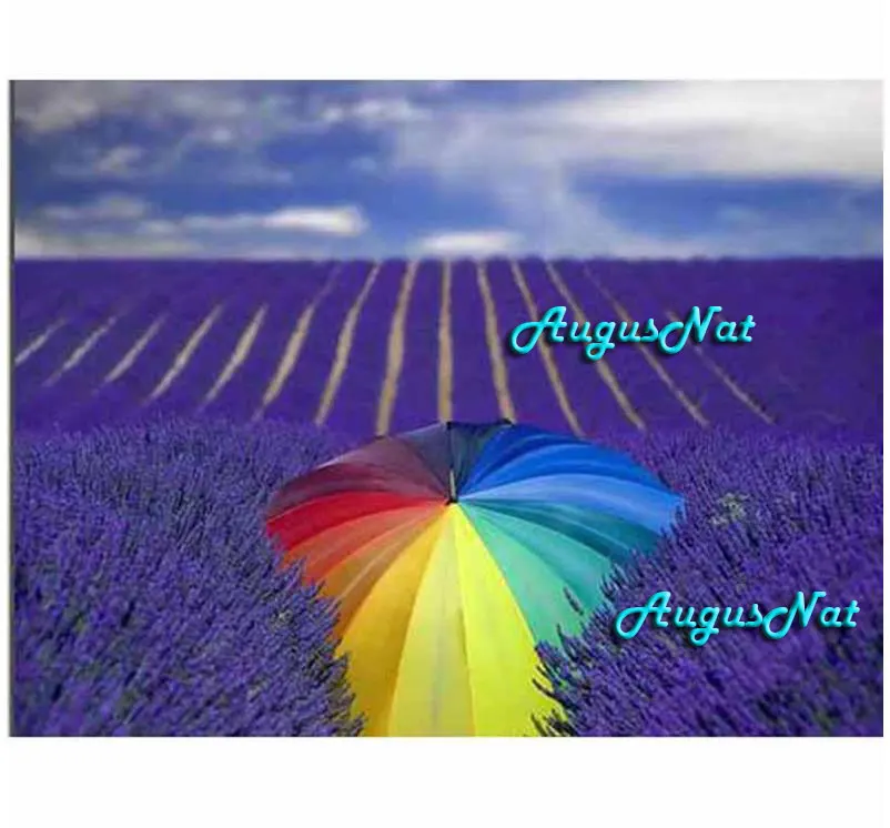 Алмазная живопись с лавандой Полный Круглый пейзаж радуга настенное искусство