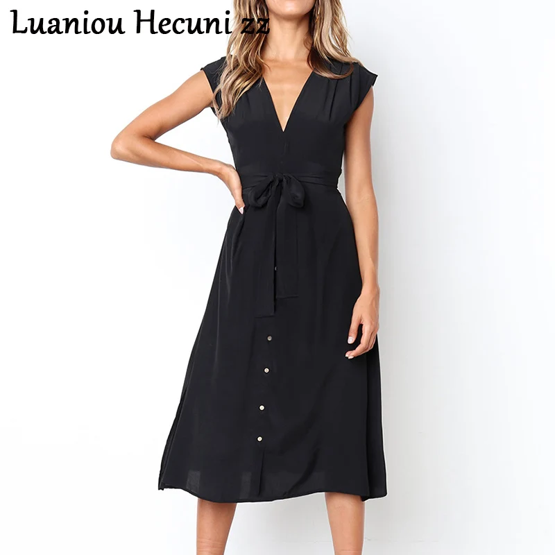 Chu Ni V neck striped dress women Summer bow sashes buttons cotton plus size female dresses Casual vintage long green vestidos | Женская