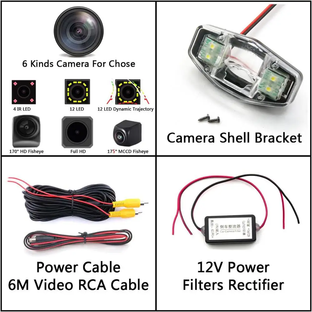 Camera with Filters 175 градусов Fisheye MCCD 12LED HD камера заднего вида Камера для Honda Accord 2001 2002 2003 2004 2005 2006 2007 2008 2009 2010 автомобильный монитор - Название цвета: Camera with Filters