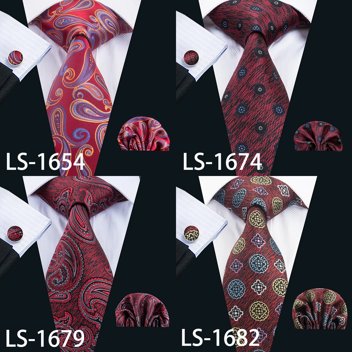 LS-704, мужской галстук, шелк, красный, в клетку, жаккардовый, тканый, свадебный галстук, Barry.Wang, Hanky, запонки, набор, галстук для мужчин, деловые, вечерние