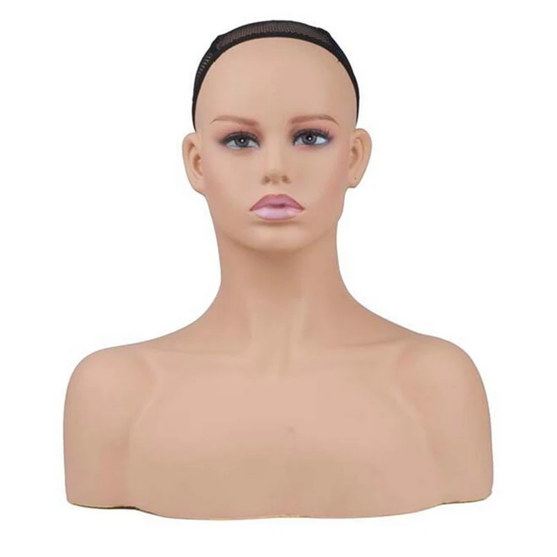 Новая роскошная женская Реалистичная голова манекена из ПВХ парик шляпа очки
